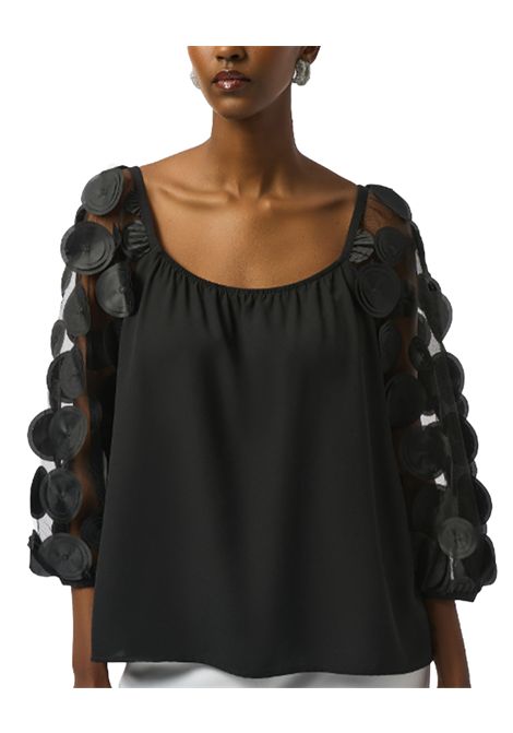 Blusa Joseph Ribkoff donna 251273 nero pois ricamati su tulle scollo rotoondo comoda JOSEPH RIBKOFF | Bluse | 25127311